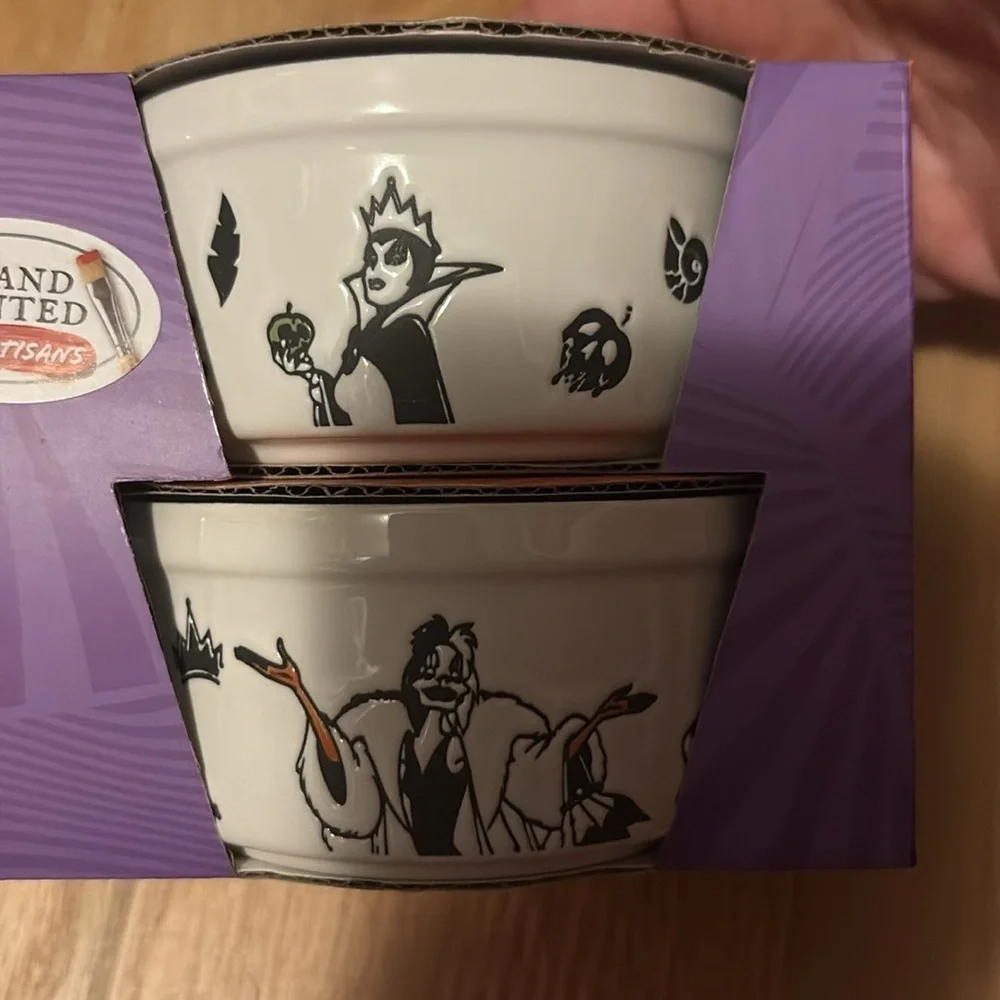 Disney Villains Ceramic Ramekin Set NEW 4 Pack Oven Microwave Safe Halloween